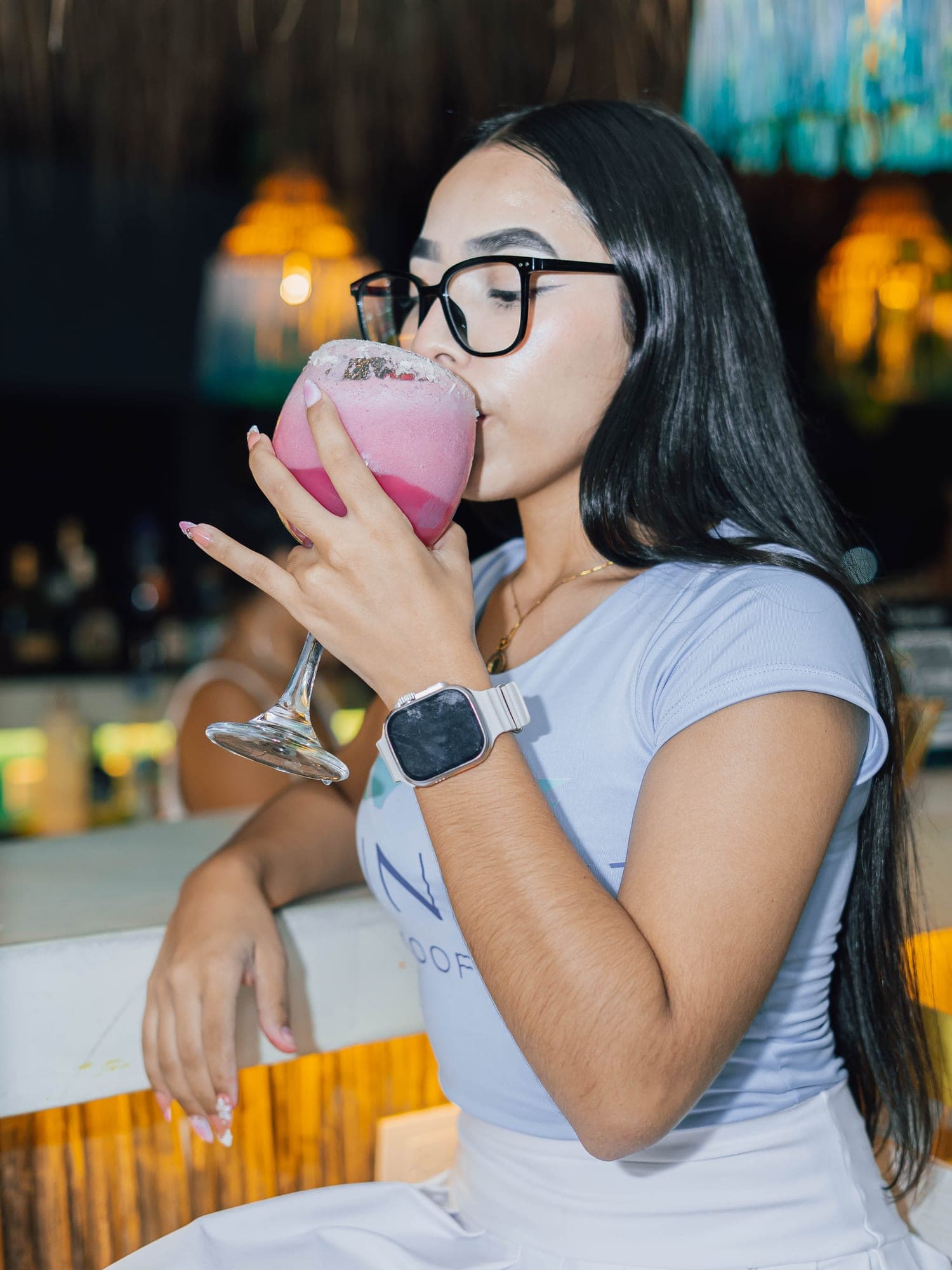 Cóctel frozen de fresa en Sunset Rooftop